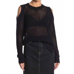 All Saints Arzana XS chunky cold shoulder open knit fishnet sweater